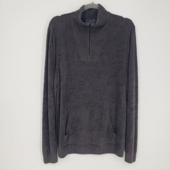 Barefoot Dreams Cozychic Lite Half Zip Pullover Sweater L Womens Charcoal Gray - Picture 1 of 7